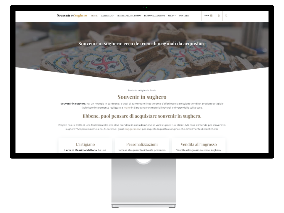 E-commerce di Souvenir in Sughero